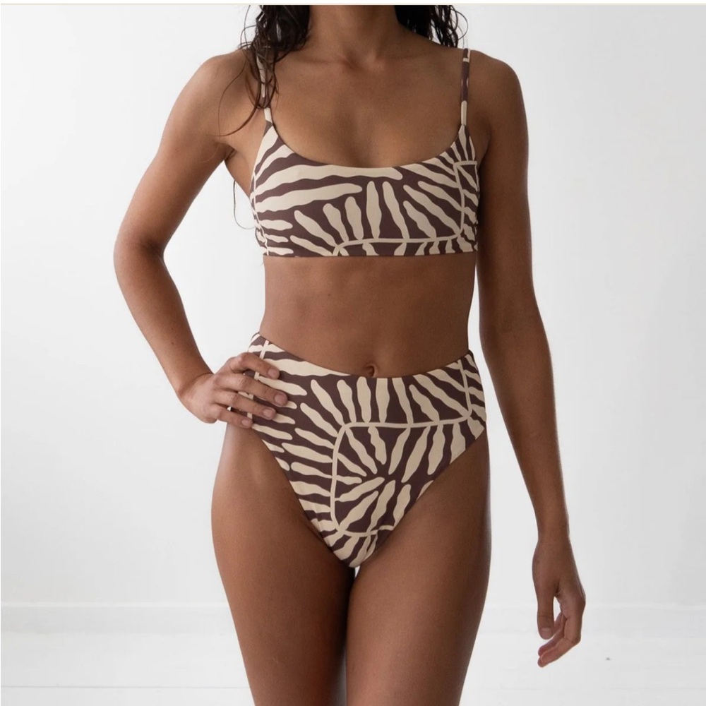 Salted Surf Australia Au Mid Waist Bikini Bottom in Coral Sands